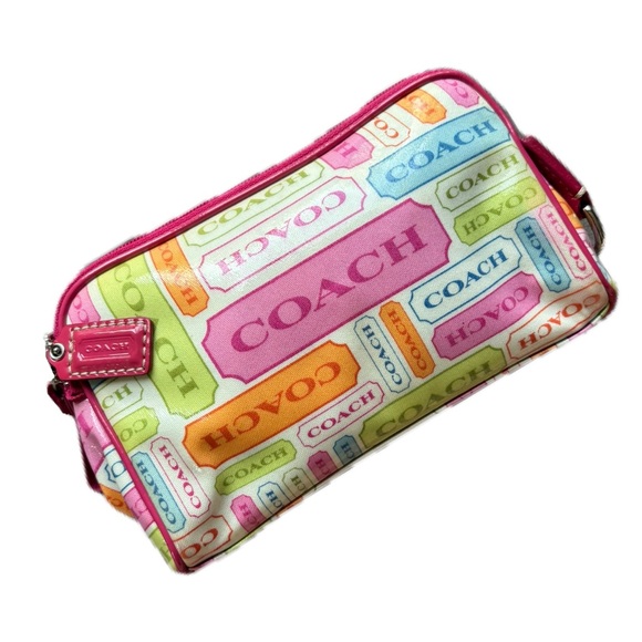 Coach Multicolor Leather Vanity Cosmetic Case Bag - Picture 1 of 9